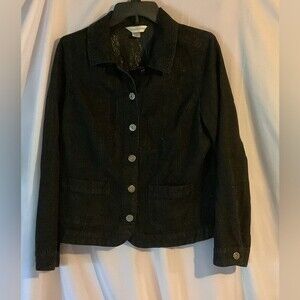 Christopher & Banks Black Sparkle Jacket Women’s Size L W